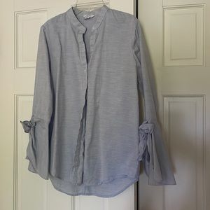 Calvin Klein Chambray Blouse with Bell Sleeves
